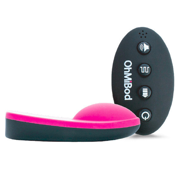 Black and pink electronic device with 'OhMiBod' branding on a white background