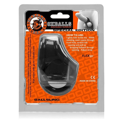OXBALLS BALLSLING packaging with orange and black design on a white background