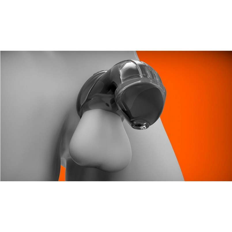 Oxballs Cock Lock Clear Male Chastity Device Orgasm Denial Penis Cage on a white background