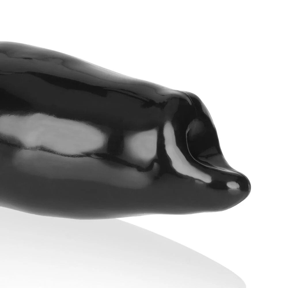 Glossy black object on a white background