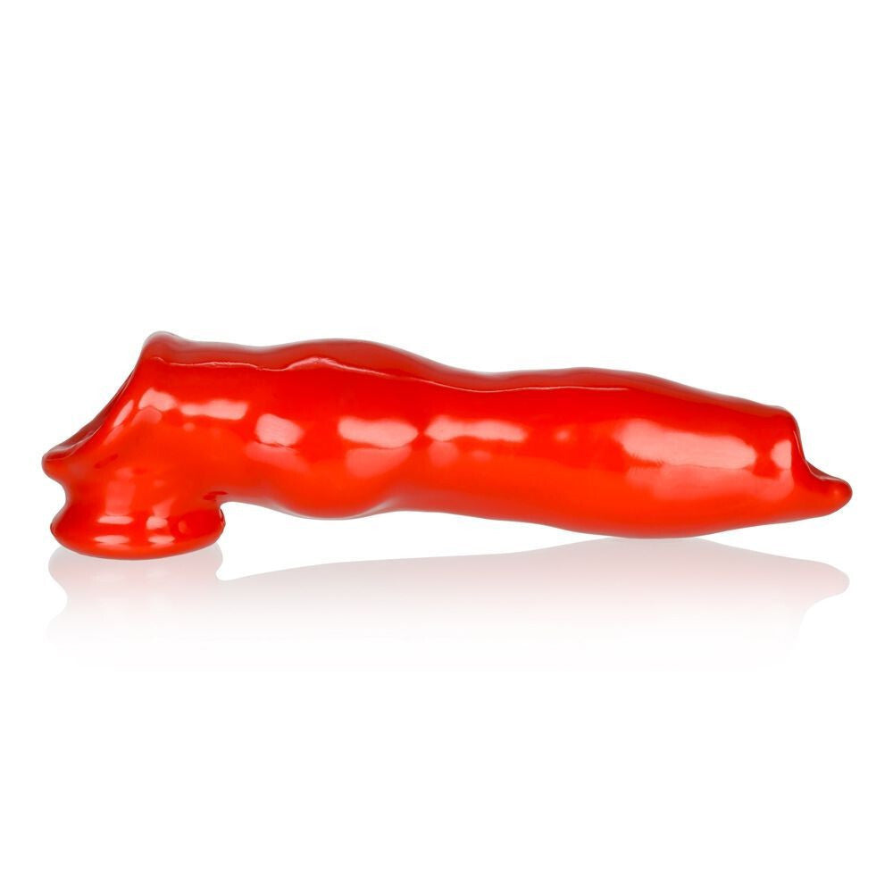 Red dog-shaped toy on a white background