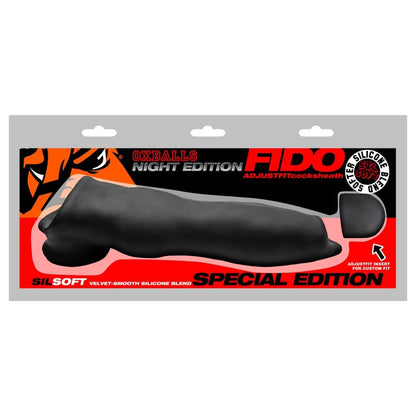 Package of OxBalls Night Edition FIDO adjustable cockruth with black product on a white background