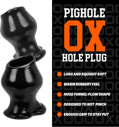 Black hole plug with promotional text on a black background
