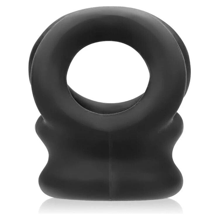 Black silicone cockring on a white background