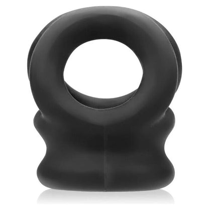 Black silicone cockring on a white background