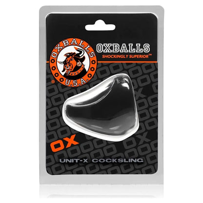 Oxballs Unit X Cocksling Black Penis Cock Ring Ball Testicle Stretcher Bondage on a white background