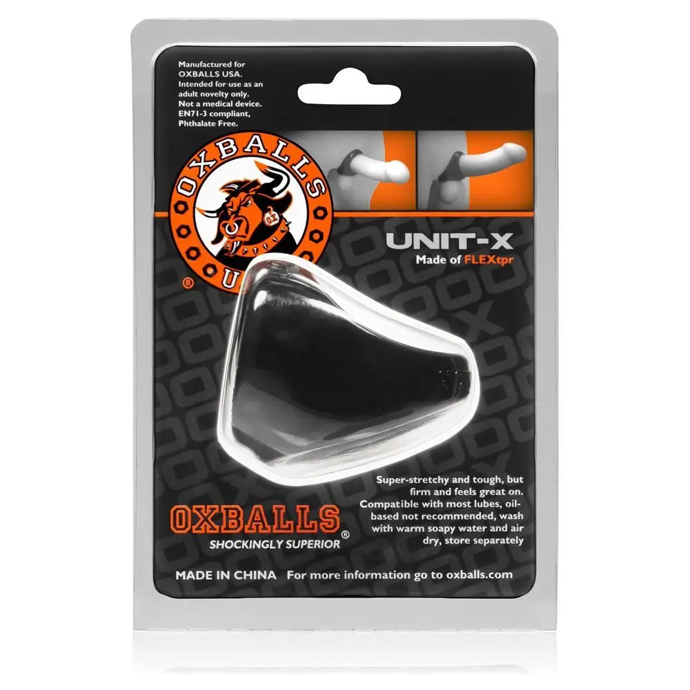 Oxballs Unit X Cocksling Black Penis Cock Ring Ball Testicle Stretcher Bondage on a white background