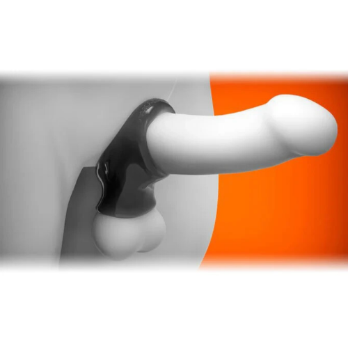Oxballs Unit X Stretch Cocksling FlexTPR Penis Cock Ring Ball Divider Black
