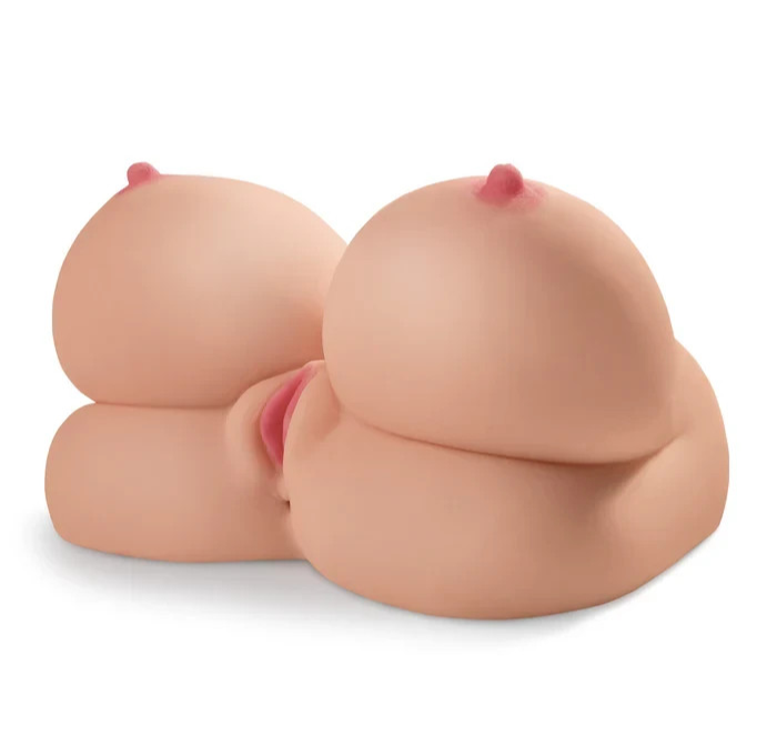 Silicone breast form on a white background