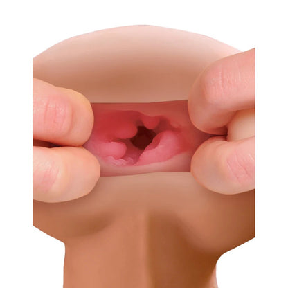 Close-up of a person holding an anus open to reveal the inside.