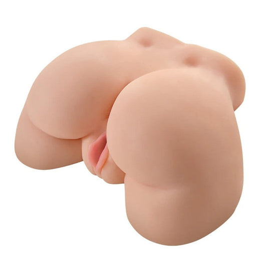 Silicone mold shaped like an ass and pussy on a white background