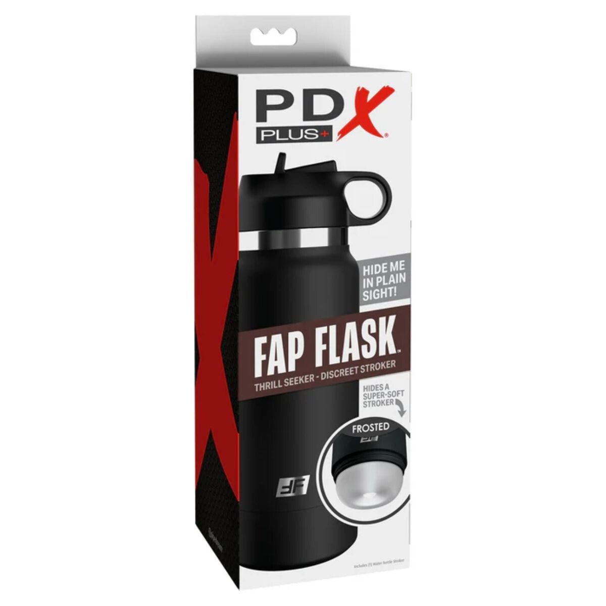 PDX Plus Fap Flask masturbator packaging on a white background