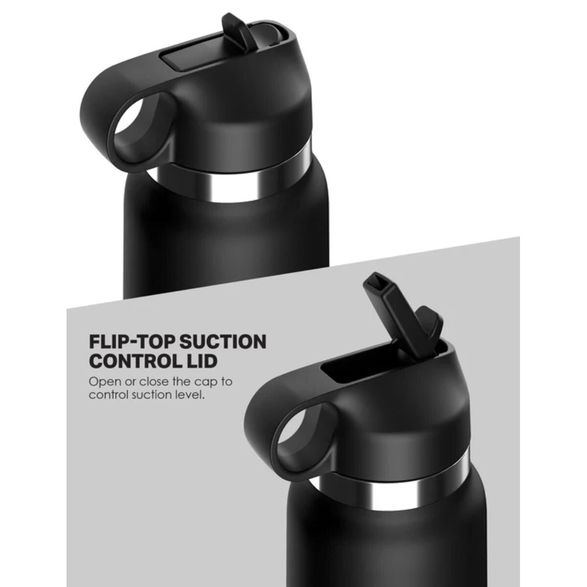 Black masturbator stroker with flip-top suction control lid on a white background