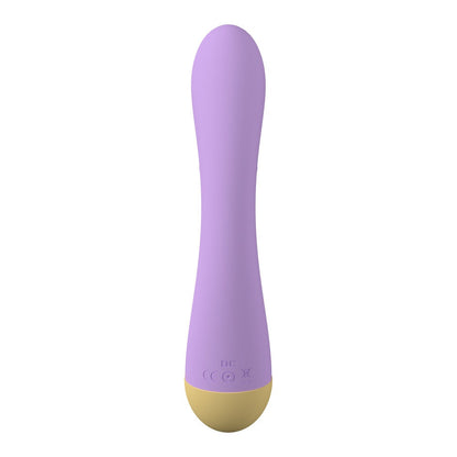 Purple and gold electronic rabbit vibrator on a white background