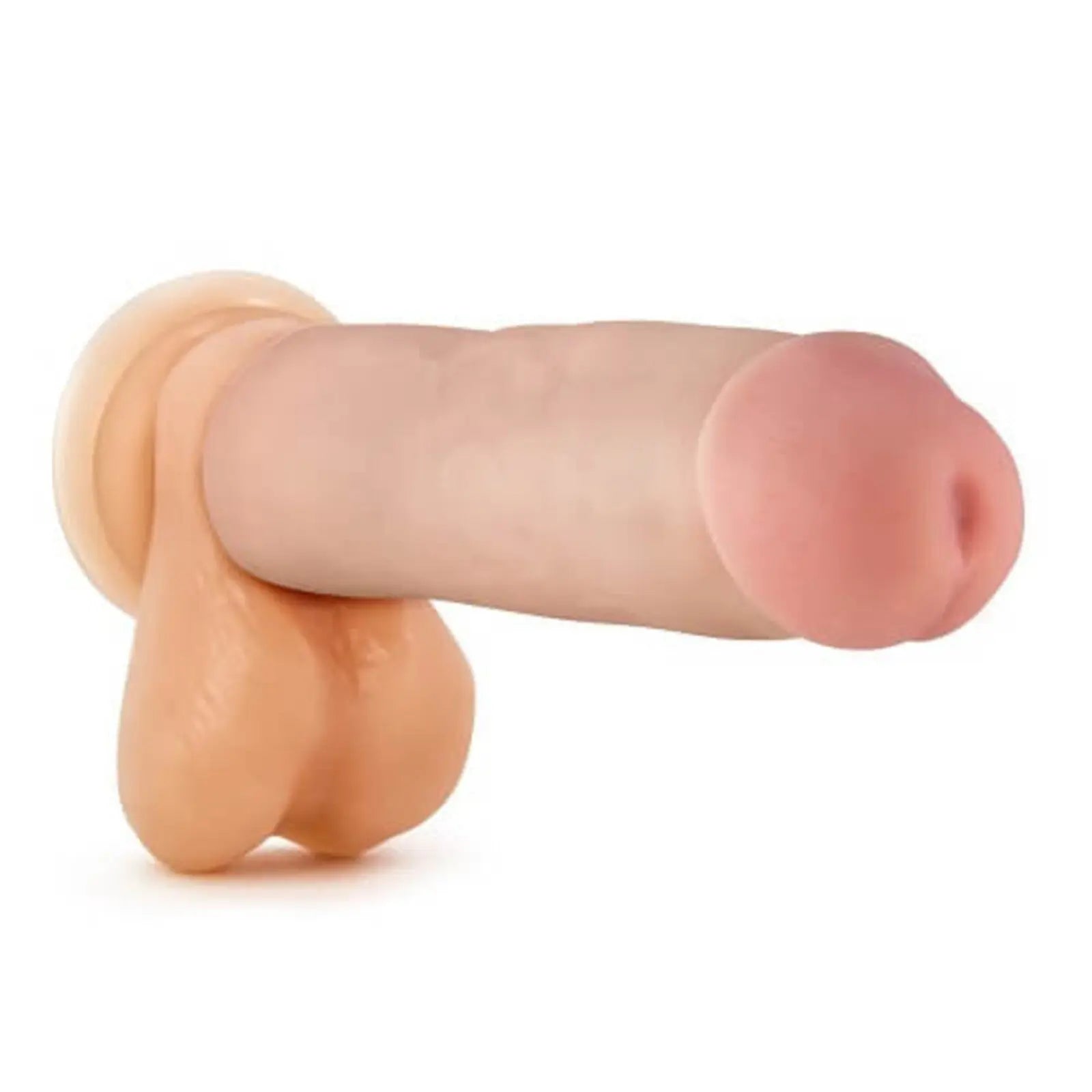 Silicone sex toy with a realistic design on a white background