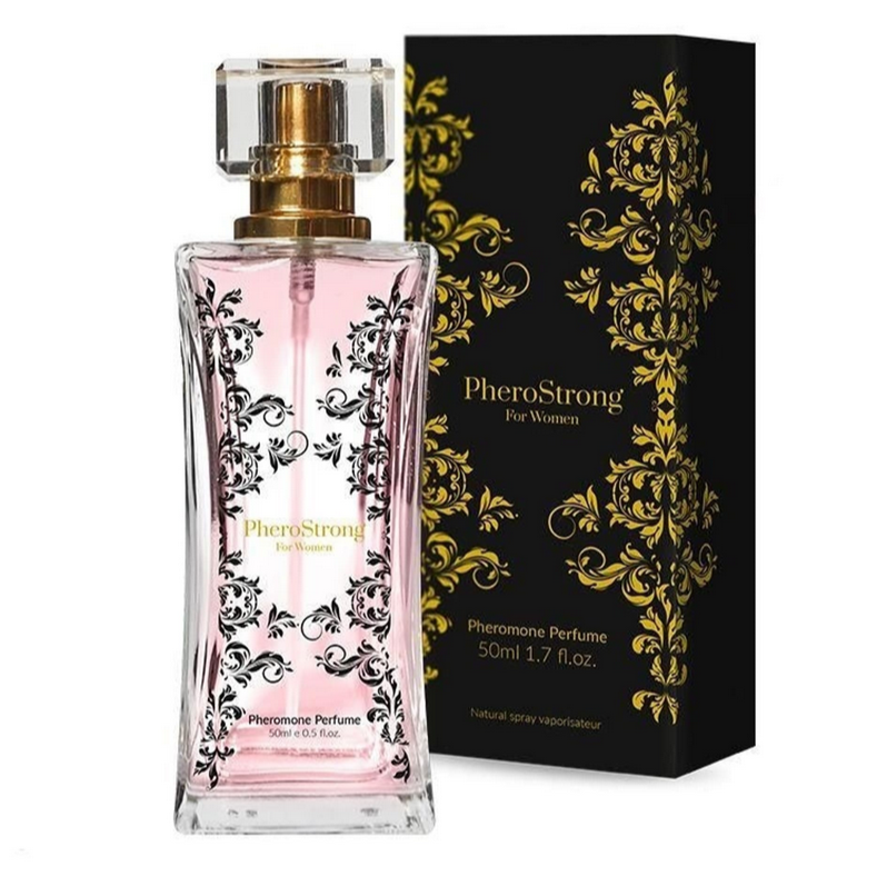 PheroStrong perfume bottle and packaging on a white background
