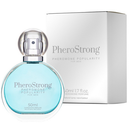 PheroStrong pheromone popularity perfume bottle and packaging on a white background