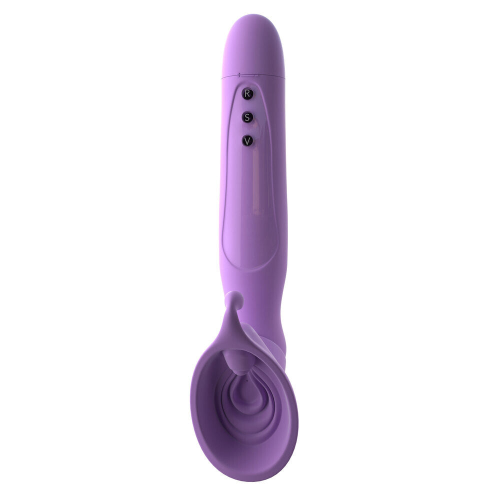 Purple electronic massage device with control buttons on a white background