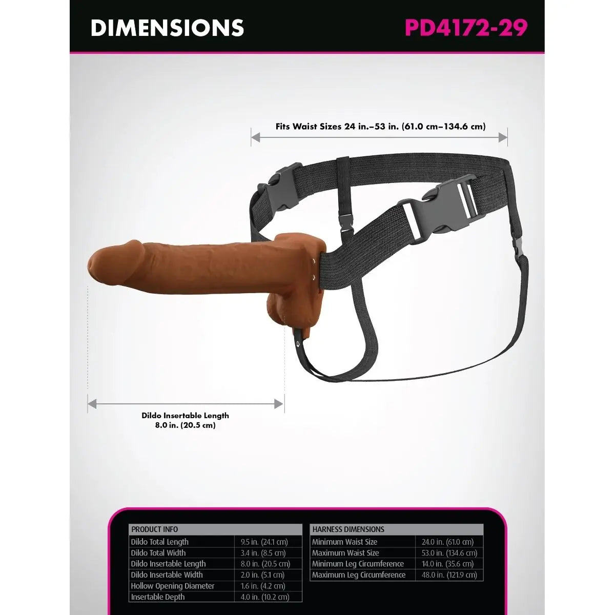Pipedream Fantasy X-Tensions Elite Vibrating 8 Inch Dual Density Silicone Hollow Strap-On Dildo Brown