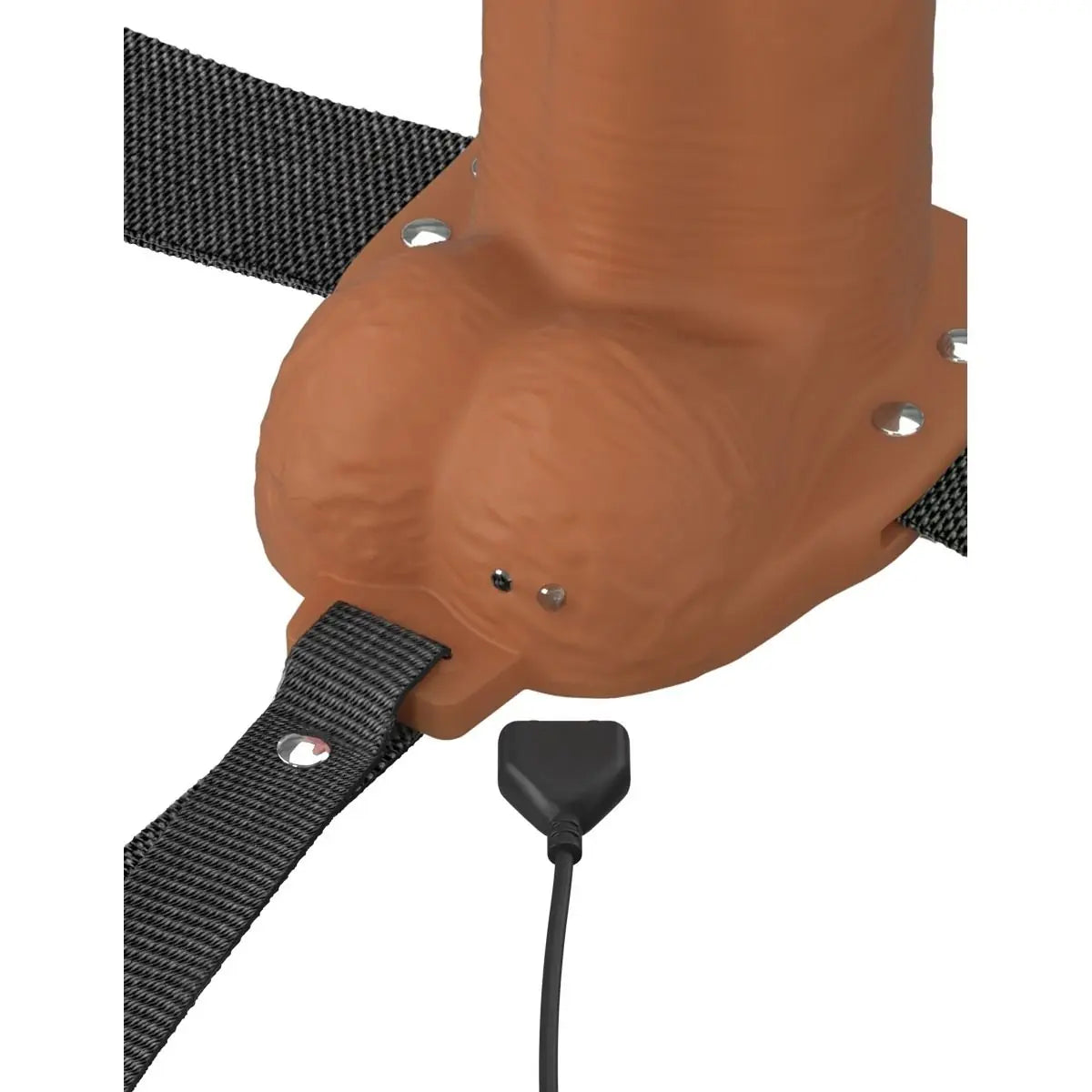 Pipedream Fantasy X-Tensions Elite Vibrating 8 Inch Dual Density Silicone Hollow Strap-On Dildo Brown