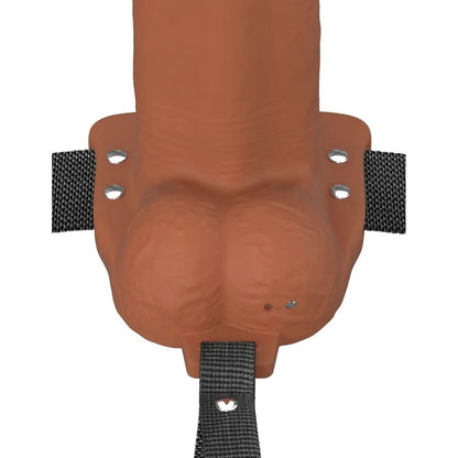 Pipedream Fantasy X-Tensions Elite Vibrating 8 Inch Dual Density Silicone Hollow Strap-On Dildo Brown