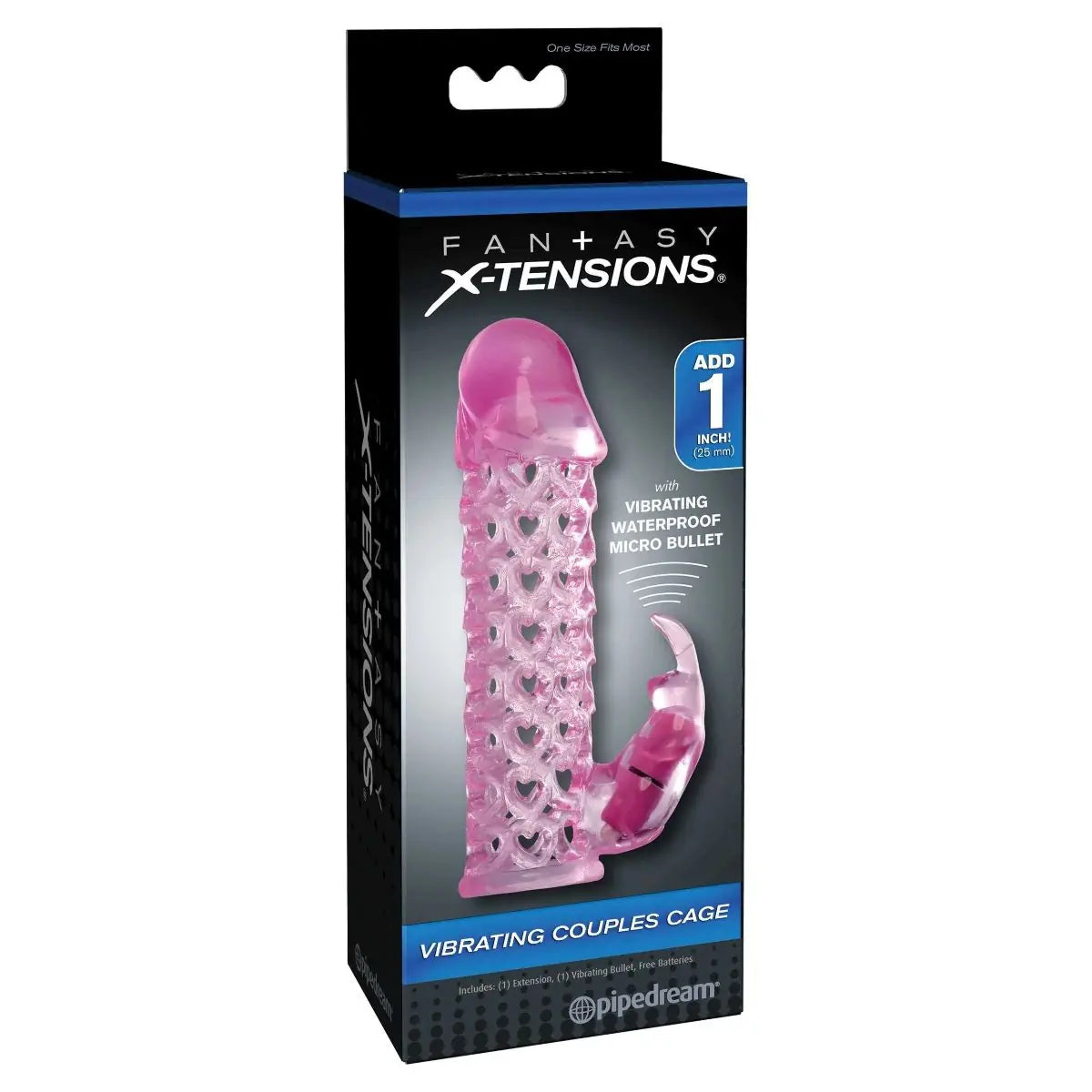 Fantasy X-Tensions product packaging with pink device on a white background