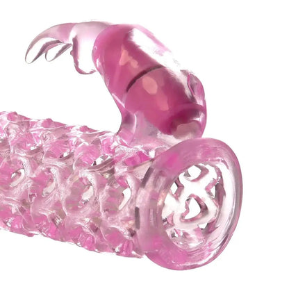 Pipedream Fantasy X-Tensions Vibrating Couples Cage 6.25 Inch Penis Sleeve Extender on a white background