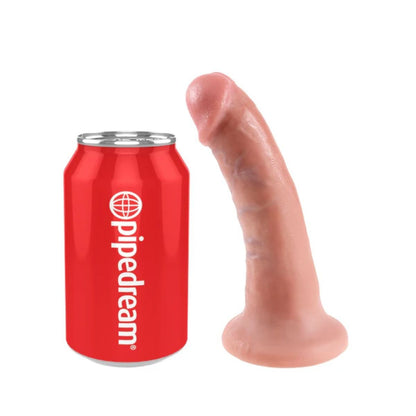 Red can with 'Pipedream' logo and a silicone product resembling a penis on a white background