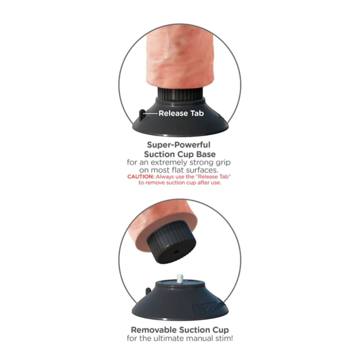Product with a super-powerful suction cup base and removable suction cup on a white background.