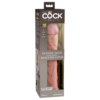 Silicone cock in packaging with 'King Cock Elite' branding on a white background