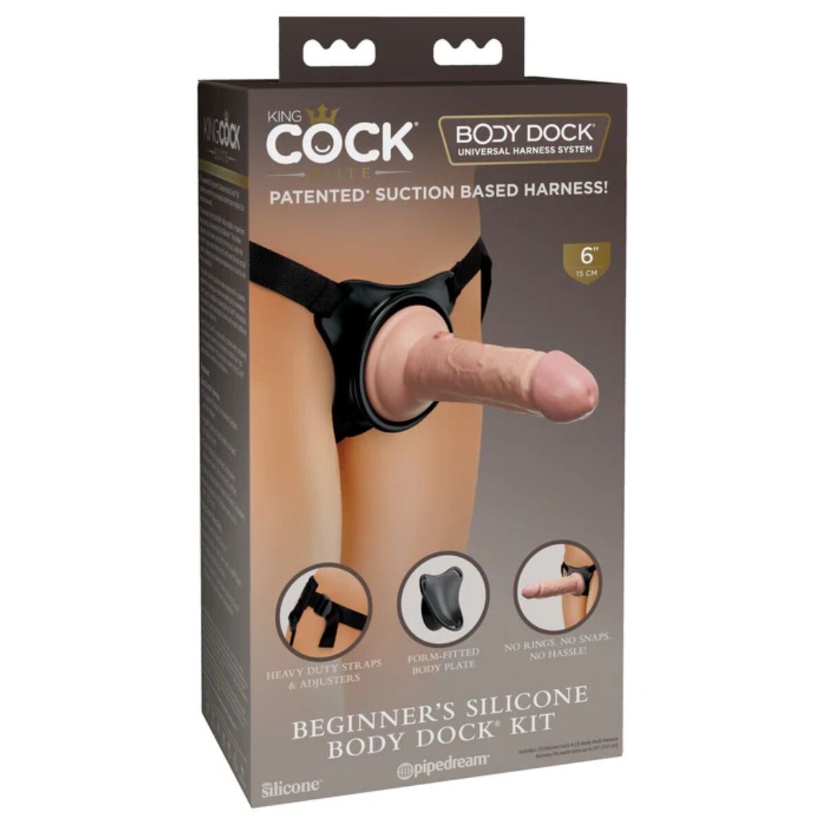 Package of King Cock Body Dock silicone body dock kit on a white background