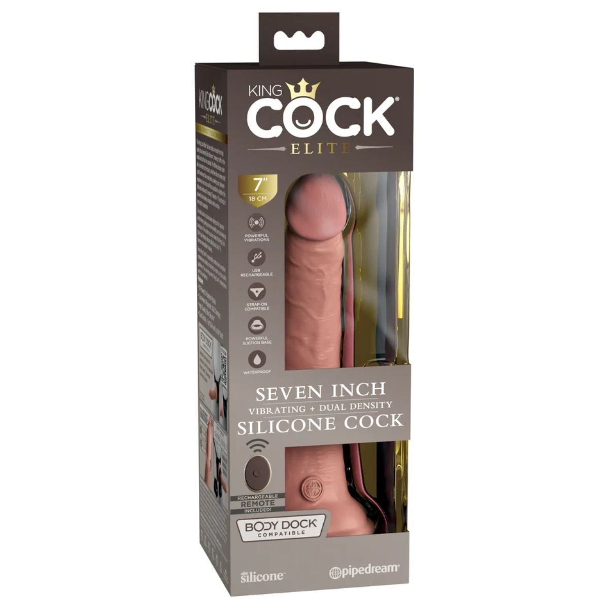 Pipedream King Cock Elite Vibrating 7 Inch Realistic Dual Density Silicone Dildo