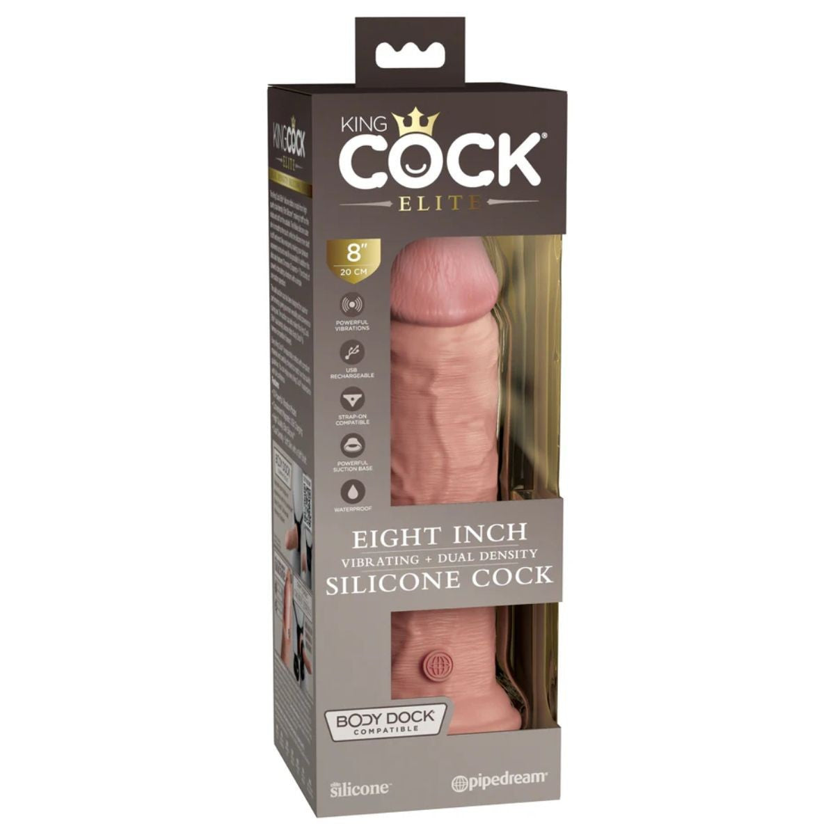 Silicone King Cock with packaging on a white background