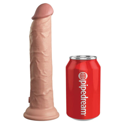 Sexual product next to a red can with 'Pipedream' branding on a white background