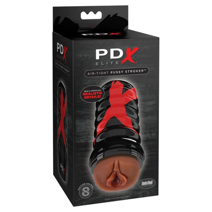 PDX Elite air-tight pussy stroker packaging on a white background