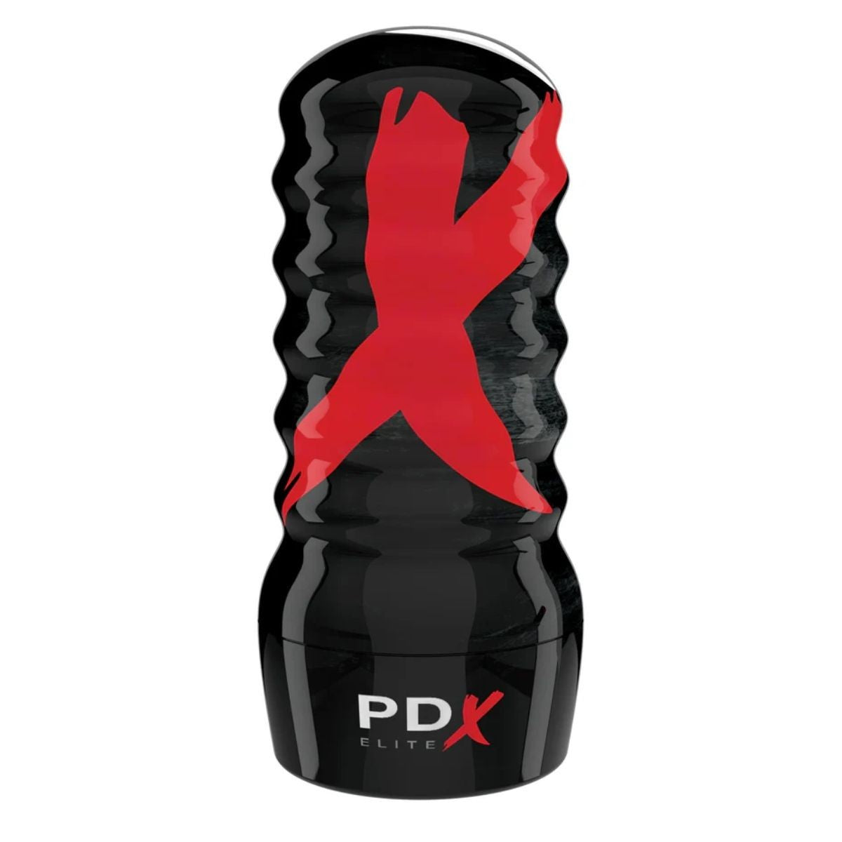 Black and red PDX product on a white background