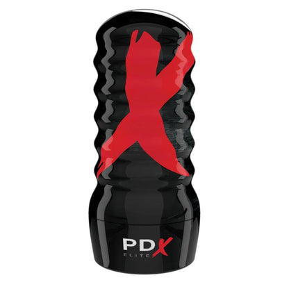 Black and red PDX product on a white background