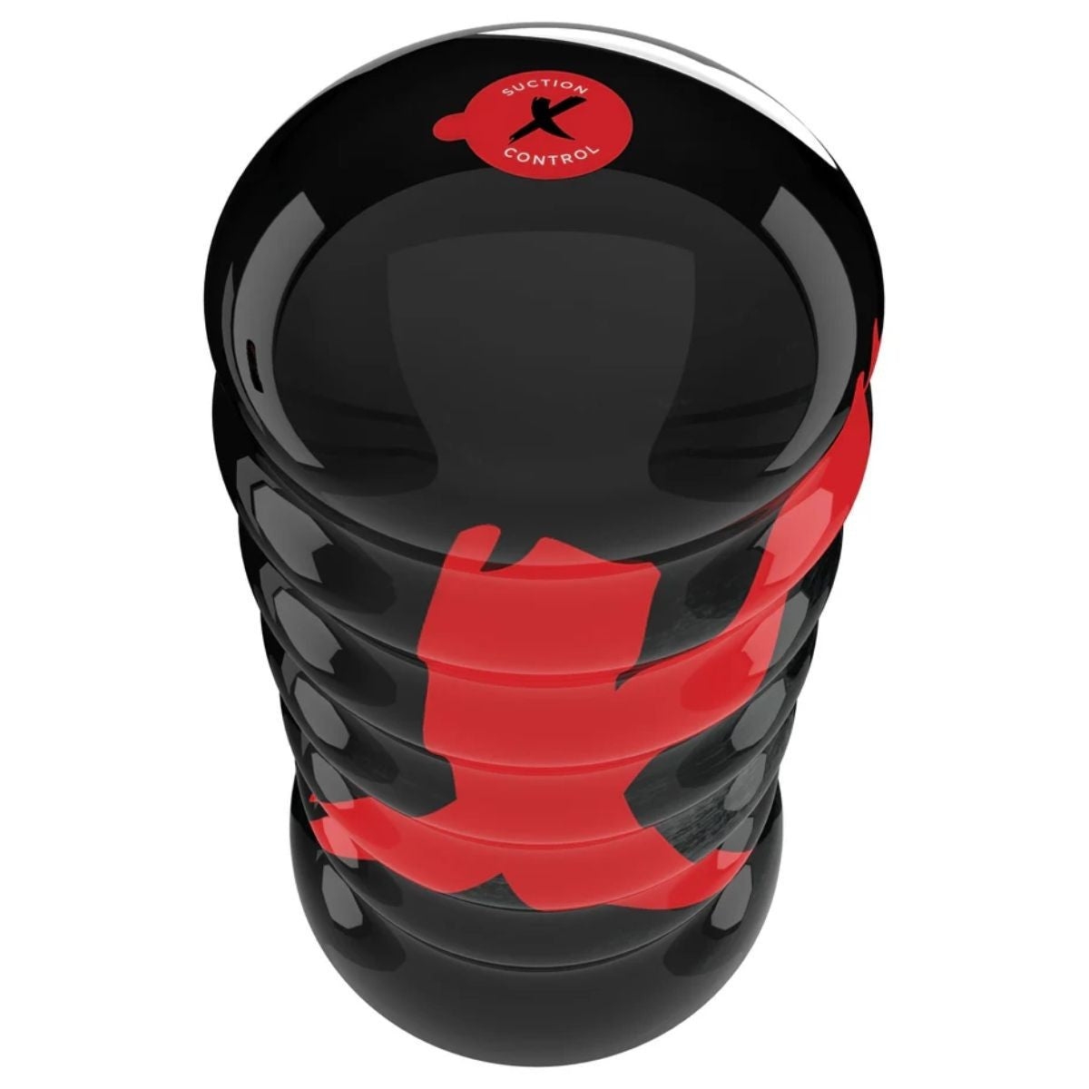 Black and red suction control device on a white background