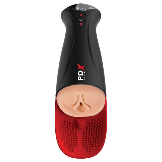 Black and red RDX massage tool on a white background
