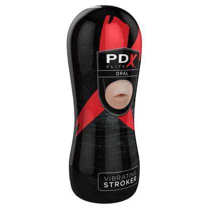 PDX Elite Oral Vibrating Stroker on a white background