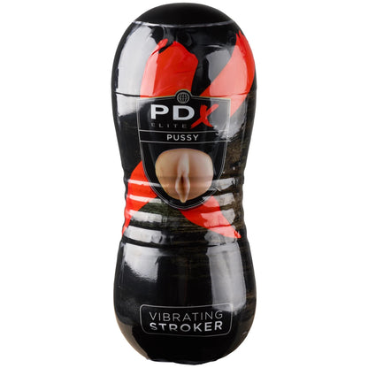 PDX Elite Vibrating Stroker with visible branding on a white background