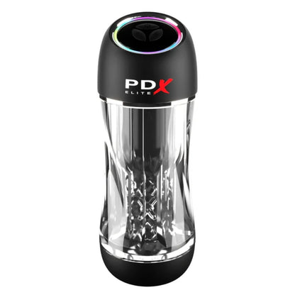 Clear male masturbator featuring PDX logo on a white background