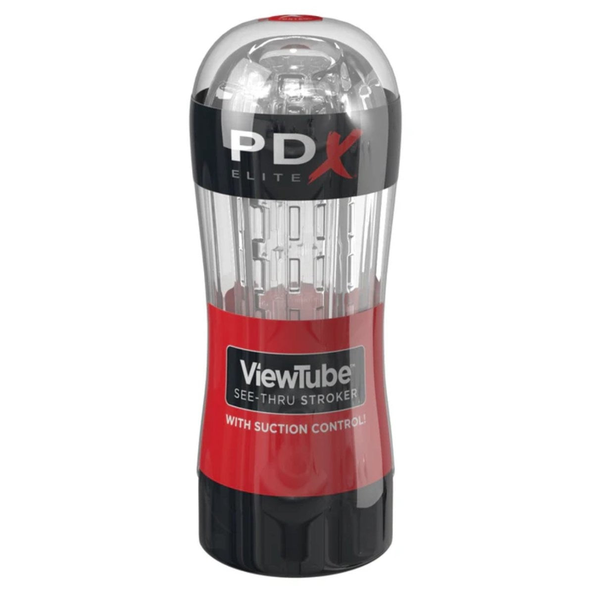PDX Elite ViewTube see-thru stroker with suction controls on a white background