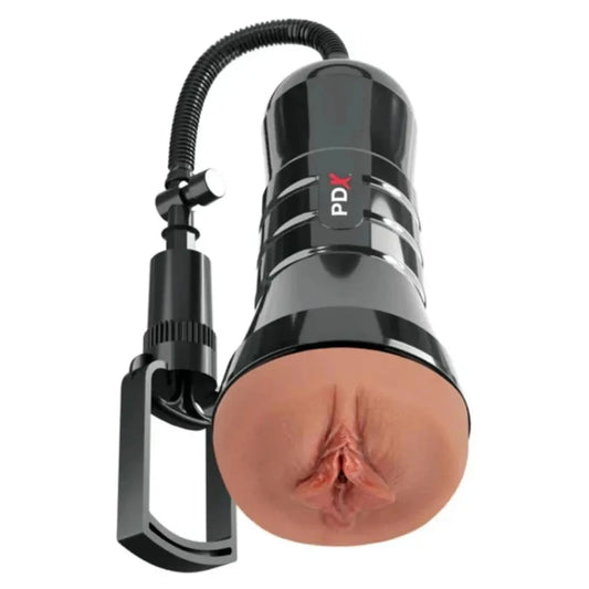 Pipedream PDX Extreme Wet Pussies Super Sucker XXL Stroker Masturbator Brown on a white background