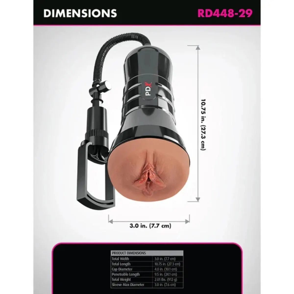 Pipedream PDX Extreme Wet Pussies Super Sucker XXL Stroker Masturbator Brown on a white background