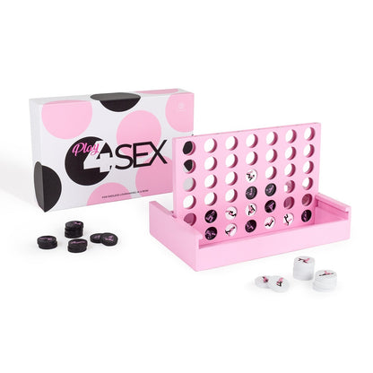 Pink board game set with packaging labeled 'Play4Sex' on a white background