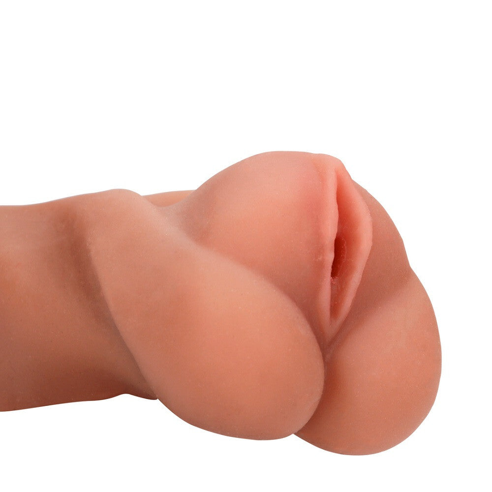 Close-up of a realistic silicone model on a white background