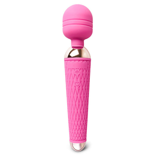 Pink handheld massager on a white background