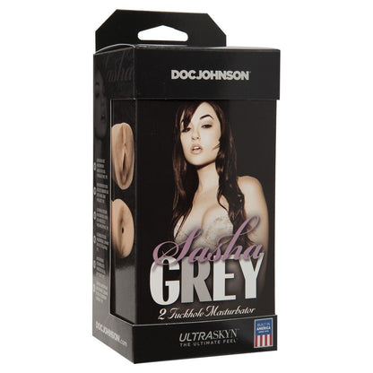 Product packaging for 'Sasha Grey' by Doc Johnson with a model's face on the box.