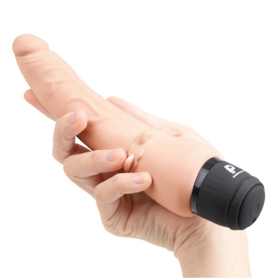 Powercocks 7 Inch Slim Realistic Anal Multispeed Vibrator Dildo Flesh Waterproof